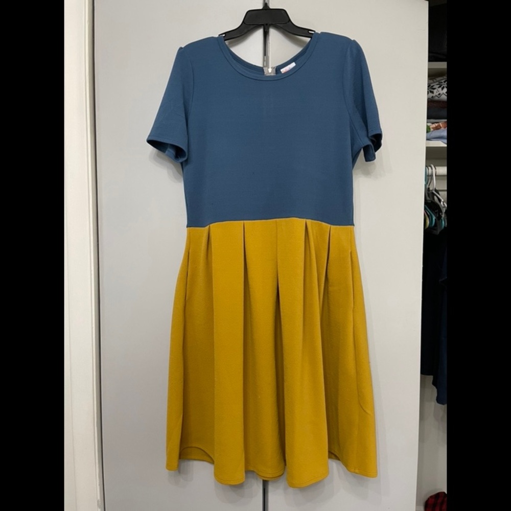 LuLaRoe Blue and Yellow Dress
